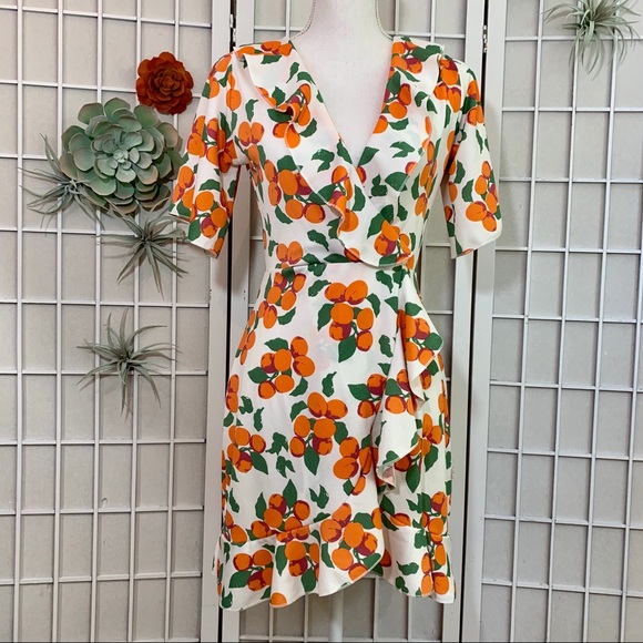 PrettyLittleThing Dresses & Skirts - NWT Orange Print Faux Wrap Mini Dress